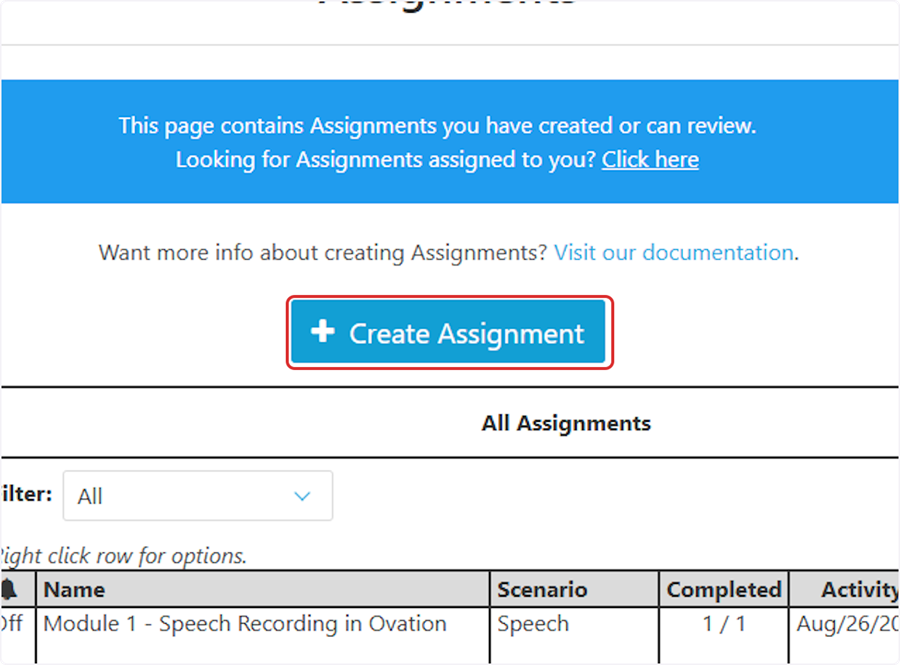 Click on Create Assignment